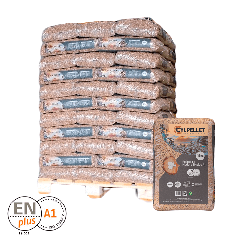Pellets de madeira Cyl - Palete de 77 sacos de 15 kg