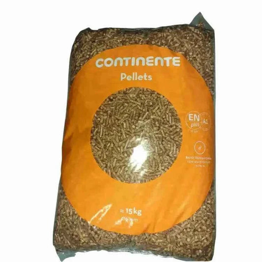 Pellets de Madeira Continente – Palete de 100 Sacos de 15 kg