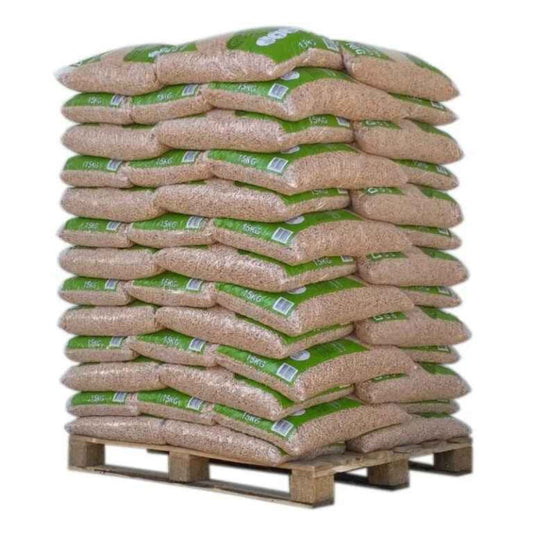 Pellets de Madeira Din Pellets – Palete de 65 Sacos de 15 kg