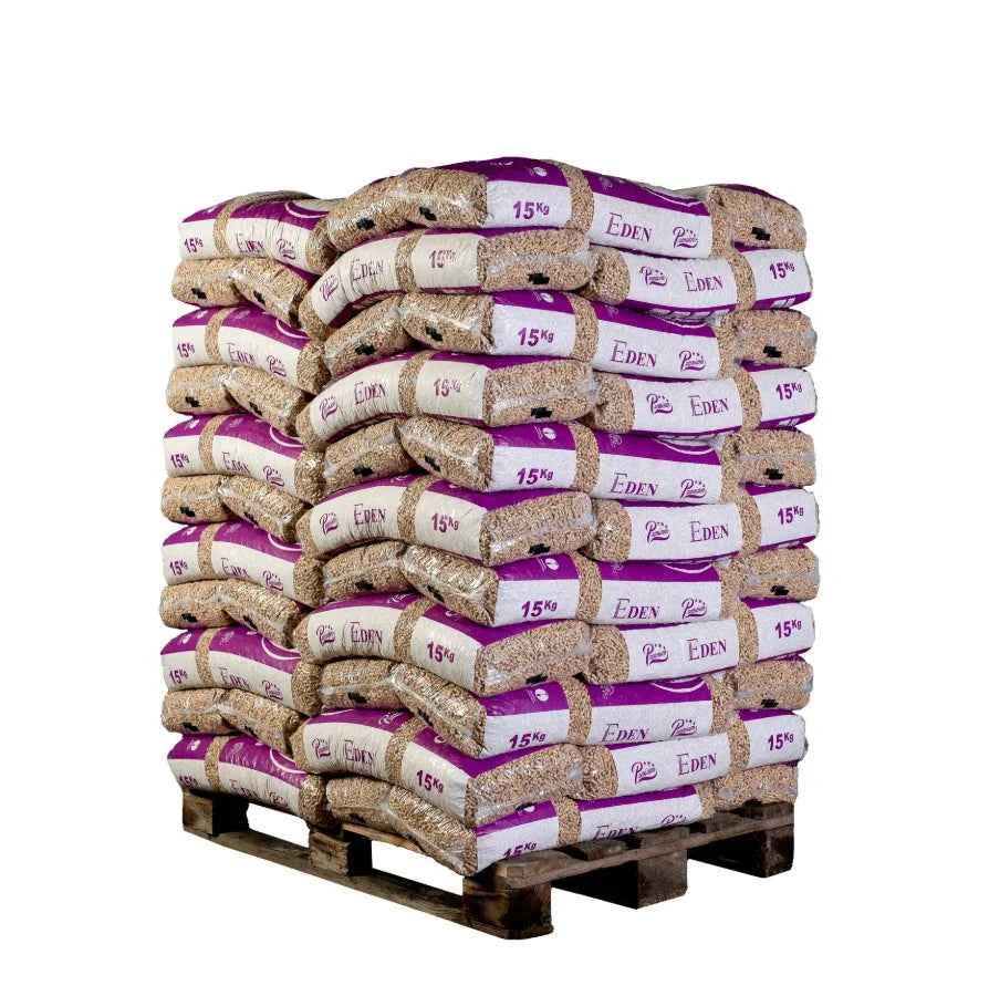 Pellets de Madeira Eden Pellets Premium – Palete de 66 Sacos de 15 kg