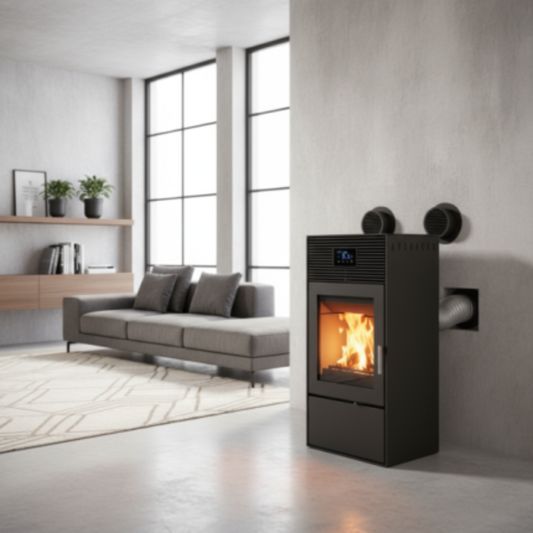 Fogão a Pellets 10 kW com Aquecimento Central – 2 Divisões