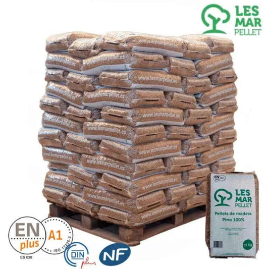 Pellets de Madeira Lesmar – Palete de 77 Sacos de 15 kg