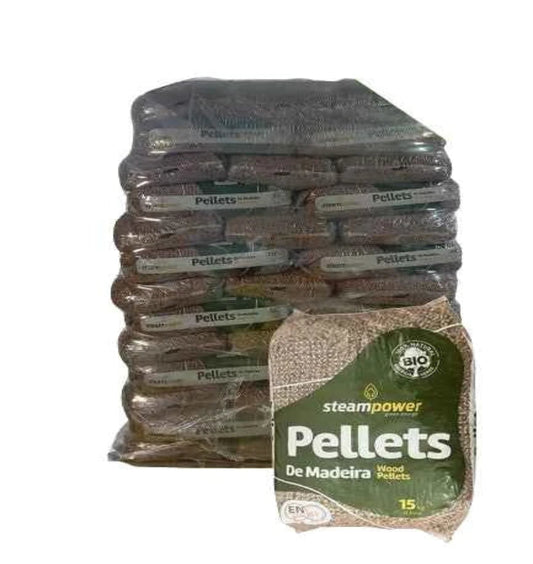Pellets de Madeira Steampower – Palete de 65 Sacos de 15 kg