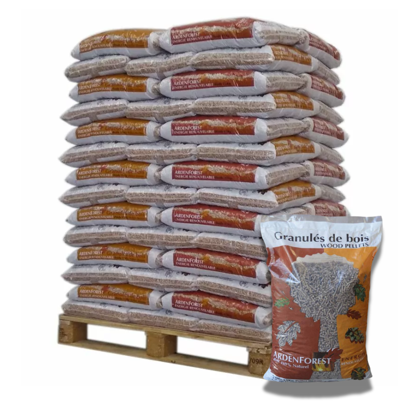 Palete de pellets de madeira Ardenforest, 70 sacos de 15 kg – aquecimento biomassa