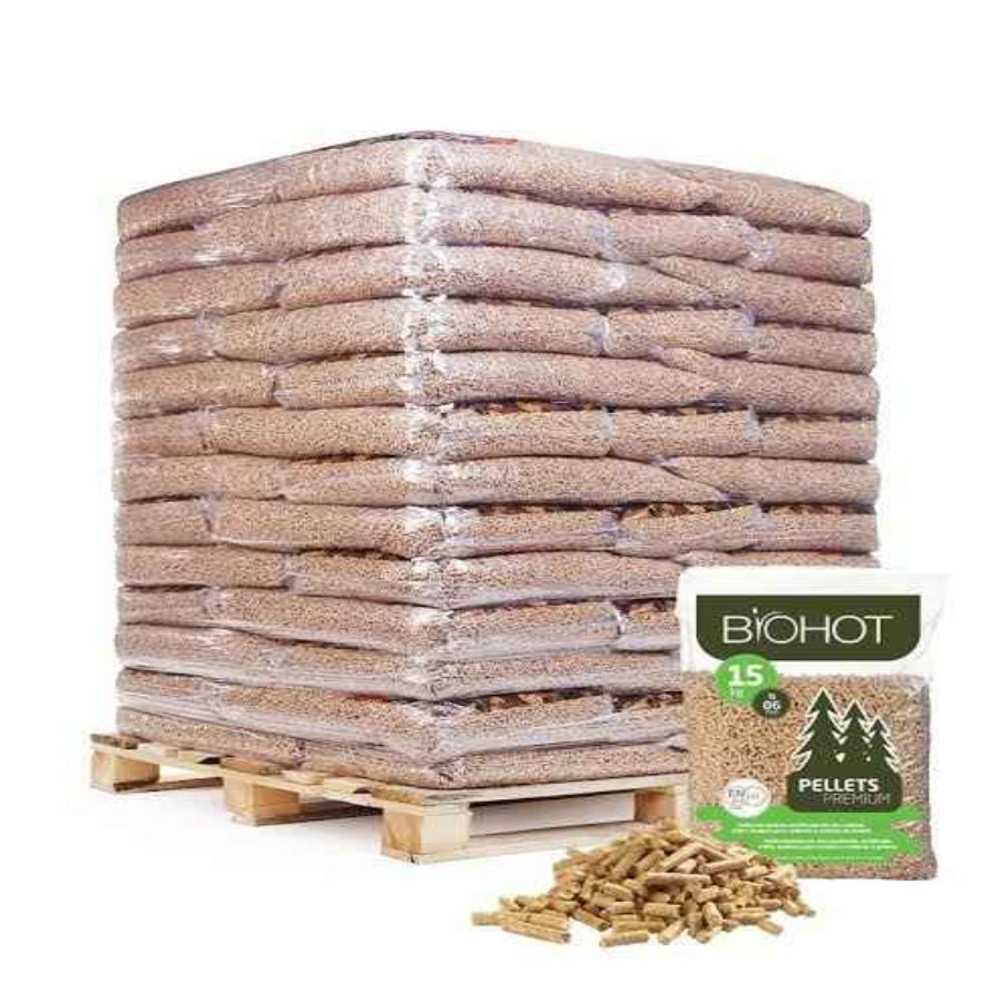 Pellets de Madeira Biohot – Palete de 65 Sacos de 15 kg