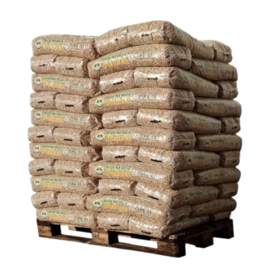Pellets de Madeira Bio Energy 100% Resinosos – Palete de 66 Sacos de 15 kg