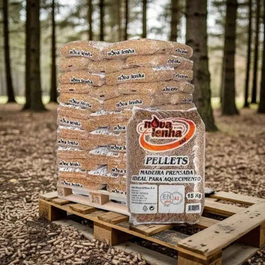 Pellets de Madeira Nova Lenha – Palete de 100 Sacos de 15 kg